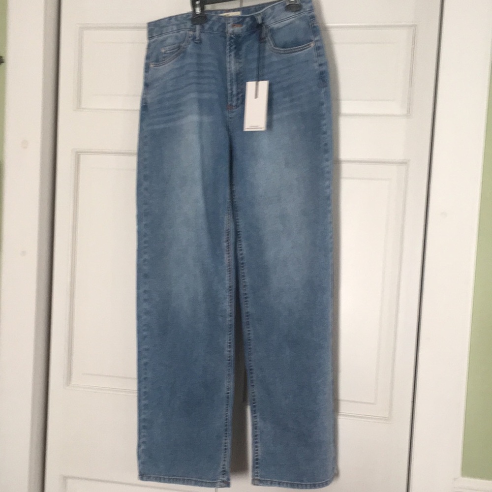 Oat New York jeans high rise wide leg size 8 medium wash